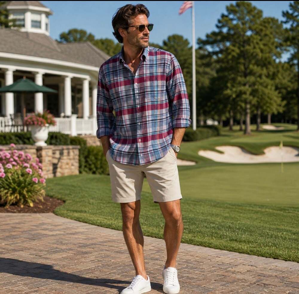 Tommy Bahama Lazlo Cheers Check Plaid Long Sleeve Button-Up Shirt XL